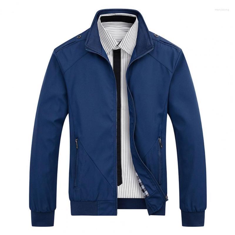 

Men's Jackets Men Coat 2022 Solid Color Casual Spring Jacket Slim Stand Collar For Daily Wear, Blue