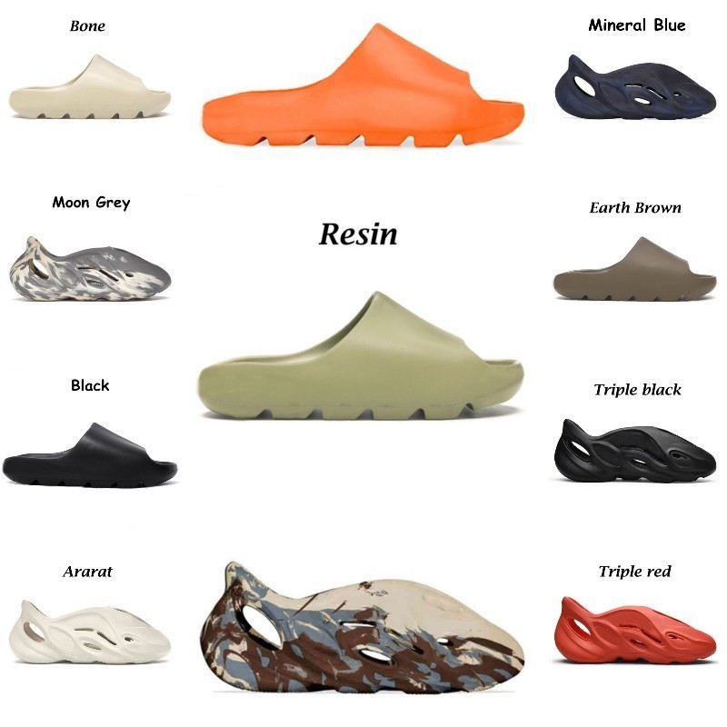 

Slides Slippers Desert Sand Summer Brown Flat Mens Women Glow Green Beach Resin Slide Sandal Graffiti Bone Rubber MXT Moon Gray Mineral Blue Glow Green Designer A03, Shau