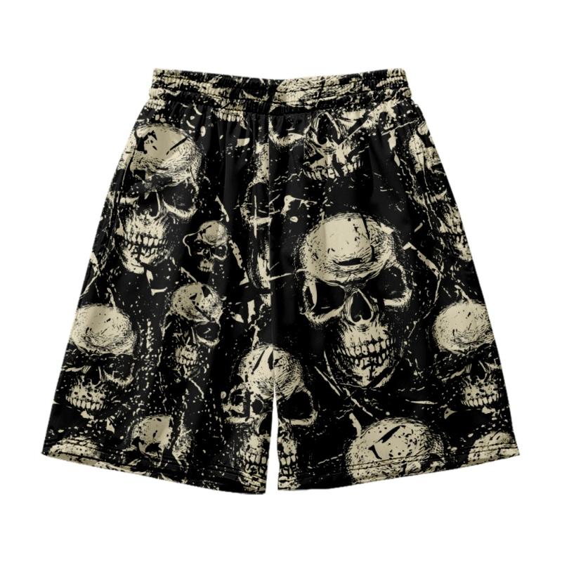 

Men's Casual Shirts Skull Print Loose Men's Shorts Beach Couples Hawaiian Style Home Pajama Shorts-Men's