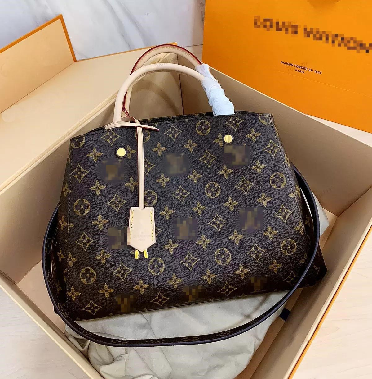 

LVs louiseity viutonity VUTTONS Fashion Handbags Purses MONTIGNE Bag Women Tote Brand Letter Embossing Genuine Leather Shoulder crossbody Bags, Brown flower