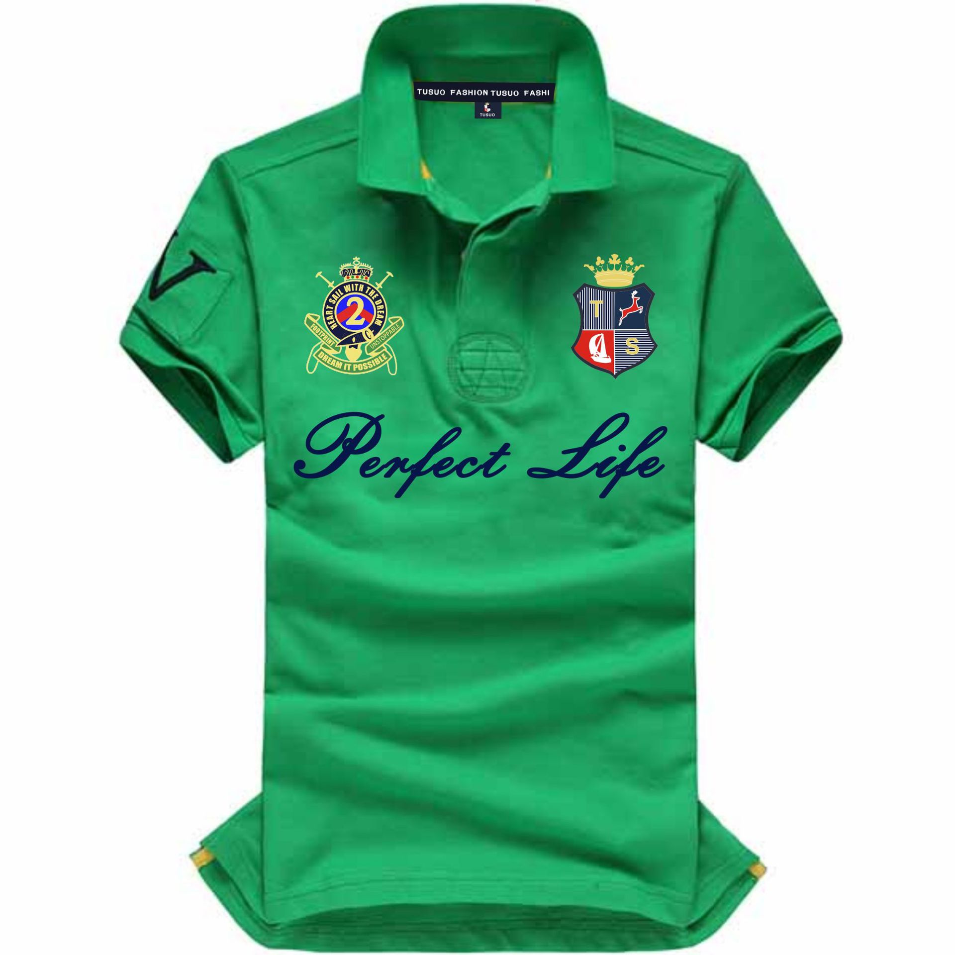 

European and American large size loose casual embroidered polo shirt men's simple lapel short-sleeved cotton plus large cotton T-shirtS-6XL, Ts331-8