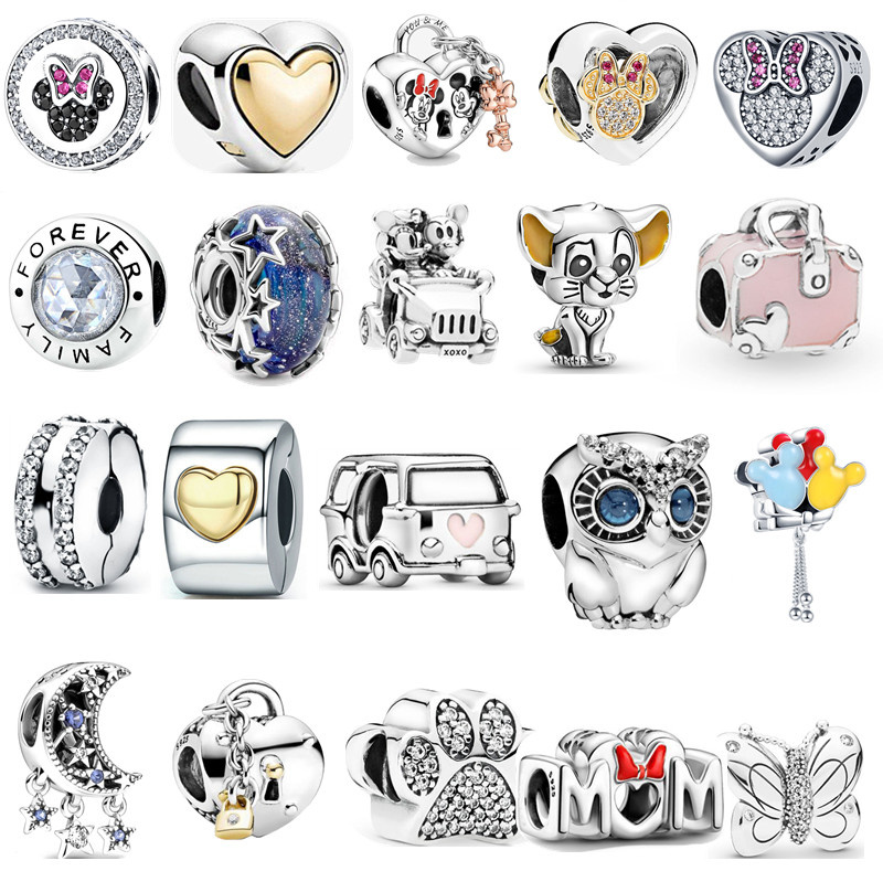 

Fashion s925 Sterling Silver Charms Loose Beads Beaded Mouse Ladies Original Fit Pandora Bracelet Classic Pop Butterfly Car Pendant DIY Women's Jewelry Gift