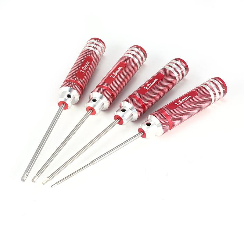 

Hand Tools 4pcs Hex Screwdriver Set 1.5/2.0/2.5/3.0mm Titanium Plating Hardened Kit For RC Helicopter HSP Traxxas Car Racing Drone