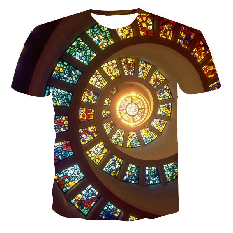 

Men's T-Shirts T-shirt Men High Quality Men's Short Sleeve Explosive 3D Printed House View Fashion HandomMen's, 60029