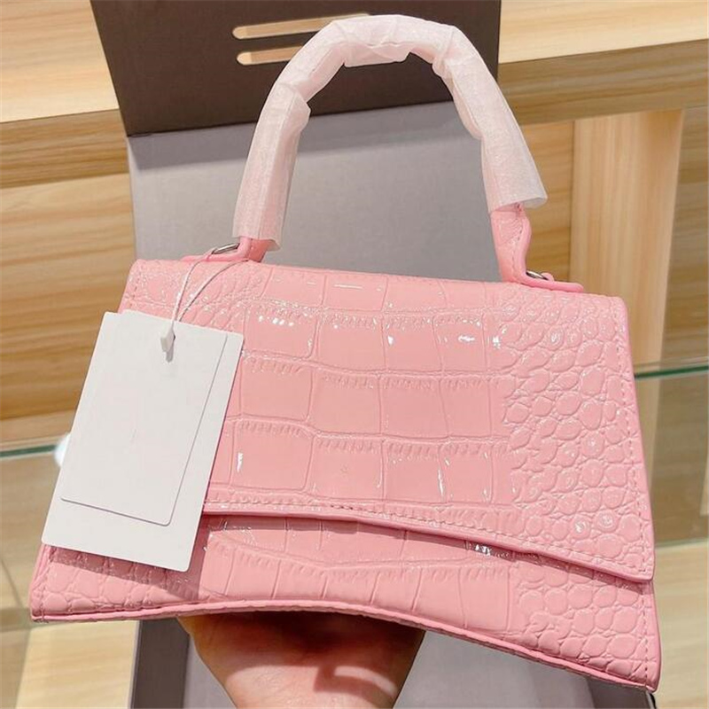 

Women Designer Shoulder Bag Crocodile Handbags Half Moon Tote Geometric Letter Cross Body Genuine Leather Retro Purse wallets With BOX, Pink