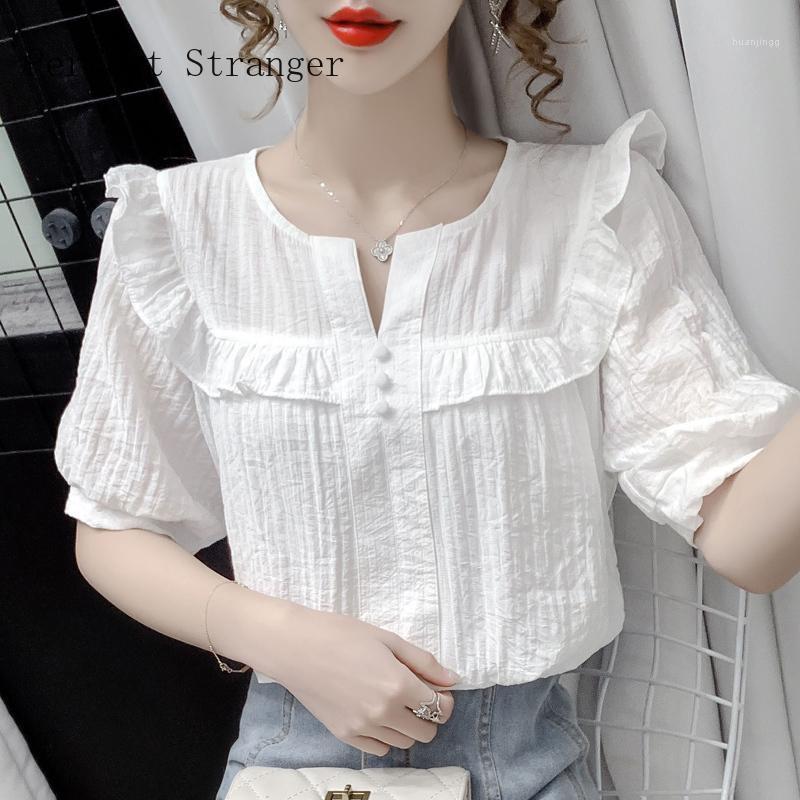 

Women' Blouses & Shirts 2022 LeisureWomens Tops And Short Sleeve Women V Collar Chiffon Blouse Vintage Top Female, Beige