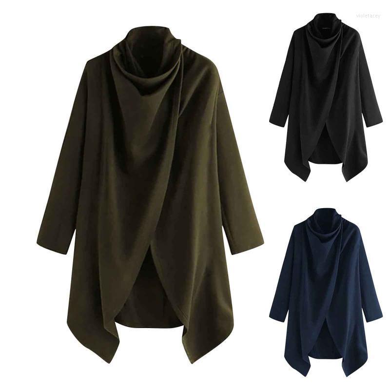 

Men's Trench Coats Autumn Winter Coat Men Solid Irregular Punk Jackets Loose Long Sleeve Windbreaker Cloak Man Viol22, Black
