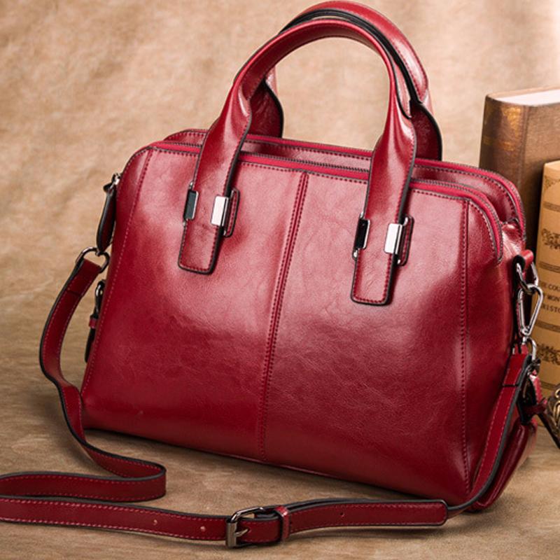 

Evening Bags Fashion Women Large Capacity Shoulder Handbag Quality Genuine Leather Solid Color Ladies Crossbody Bag Messenger B43-90Evening, Black