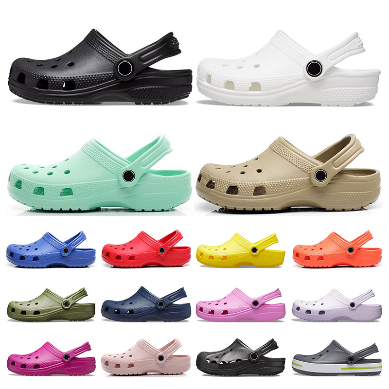 

Size M4-M11 Croc Clog Buckle Designer Sandals Slippers Men Slides Classic Women Triple Black White Khaki Navy Blue Waterproof Shoes Nursing Hospital Sandal, 12