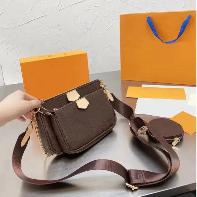 

Top quality Luxury Designer Favorite Multi Pochette Women purse Handbags Leather Shoulder Messenger Bag Purses 3 Piece sets 44840, Red