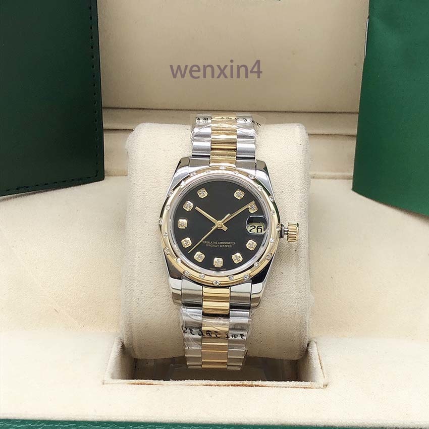 

Classic Women's Watch stainless Steel Precision Automatic Stainless steel Strap Waterproof 31mm bezel Irregular drill dial small dot drill, Box