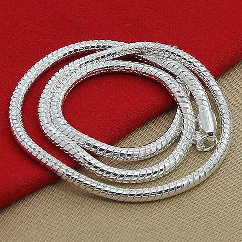 

Silver 40-75cm 925 1MM/2MM/3MM solid Snake Chain Necklace For Men Women Fashion Jewelry fit pendant