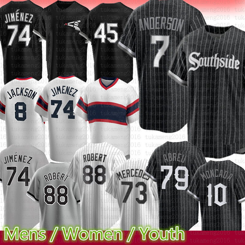 

Southside Chicago 7 Tim Anderson Baseball Jersey White Sox Eloy Jimenez Jose Abreu 88 Luis Robert Yoan Moncada Bo Jackson Lucas Giolito Yermin Mercede Keuchel Thomas
