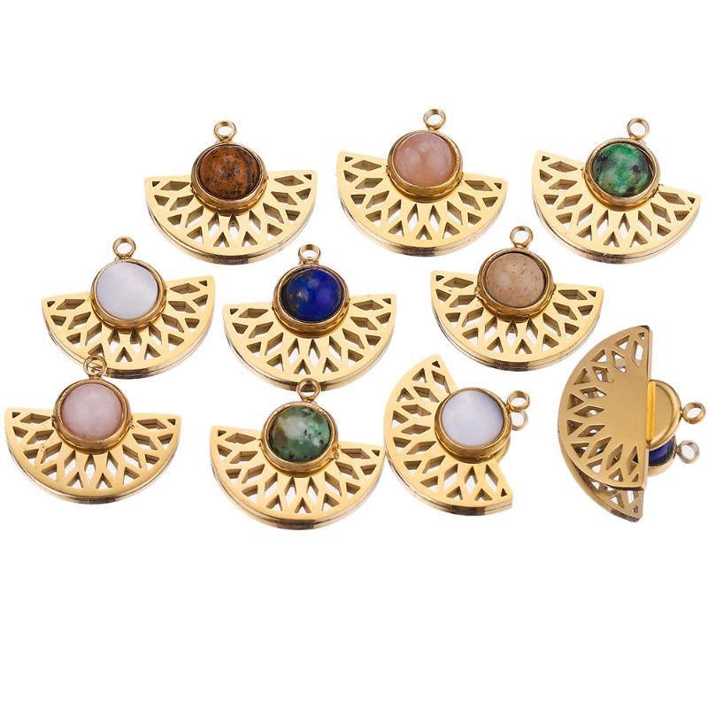 

Charms 5pcs/lot Wholesale Bulk Mixed Stainless Steel Gold Boho Sector Earring Dangles Pendants For DIY Necklace Jewelry Making