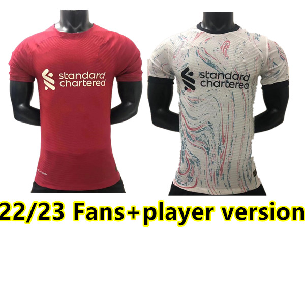

2023 Soccer Jerseys Player version home red 2022 fan version away white polo third yellow TOP Thailand Mohamed goalkeeper football shirts 22/23, 22/23 away player