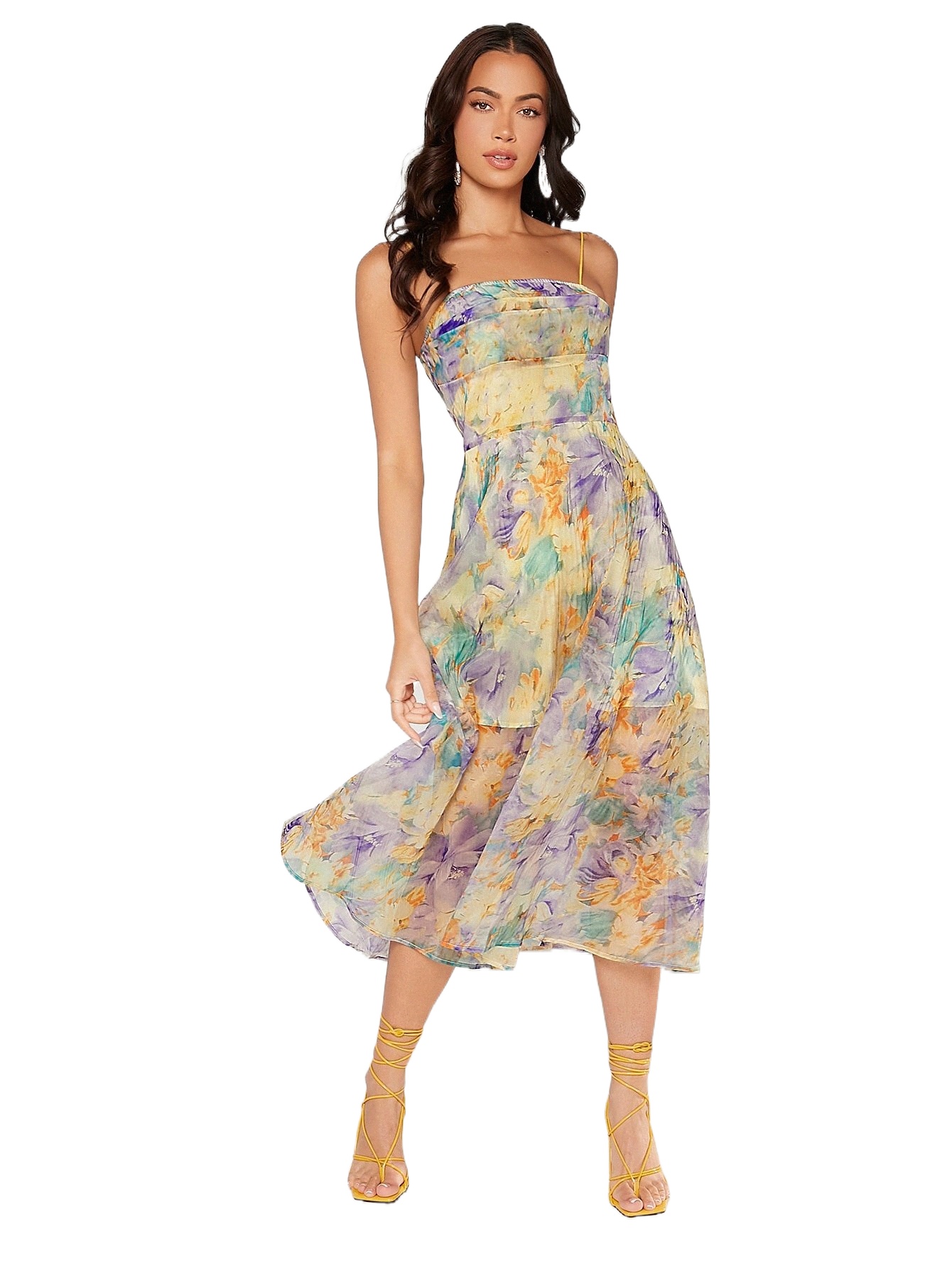 

floral Print Mesh Cami Dress Y7Uk#, Multicolor