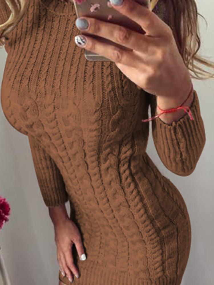 

Casual Dresses Fashion Autumn Winter Warm Sweater Dress Women Sexy Slim Bodycon Female O-neck Long Sleeve Knitted DressesCasual, Blue