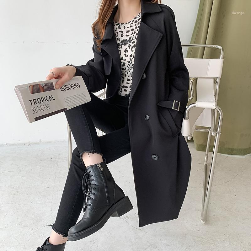 

Women's Trench Coats High Quality British Style And Jackets Women Korean Loose Mid-length Coat Casaco Feminino Clothes, Beige