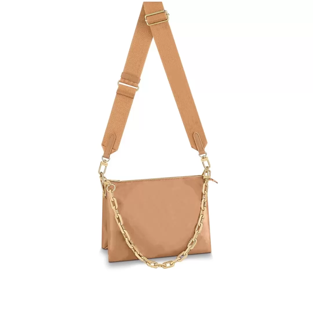 

2022 Luxurys COUSSIN Camel Shoulder Bag Woman Metal Chain Embossing Flower Luxurys Designers Hobo Cross body Bags Embossed Women Handbag with serial number, Bubble wrap
