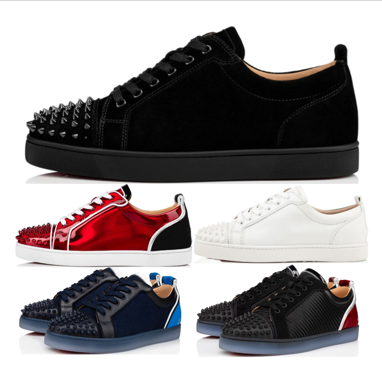 

Red Bottomed Designer Shoes High Quality Men Women Rivets Studded Flat Shoe Chaussures striped paragraph Designer Stylist Couple Fashion Sneakers Box 35-47, 11