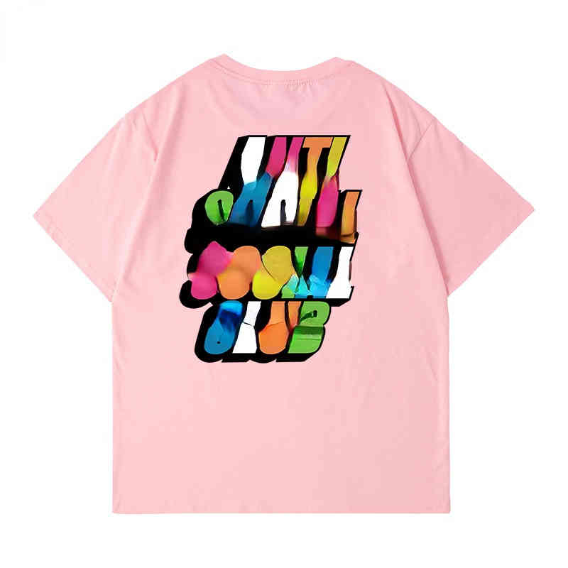 Europe and America Men's Women's Tshirt Fashion Brand Assc Cotton Round Neck Short-sleeved Tshirt Three-dimensional Color Printing Loos