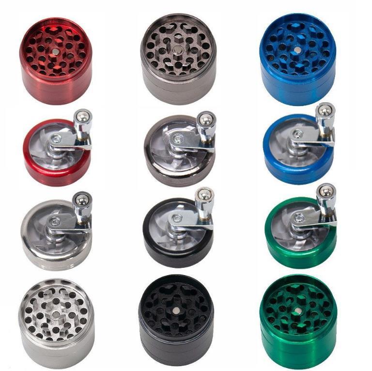 

Smoking Herb Grinder 55mm 4parts Hand Crank Zinc Alloy Tobacco Grinders Cigarette Spice Crusher With Handle Sharpstone