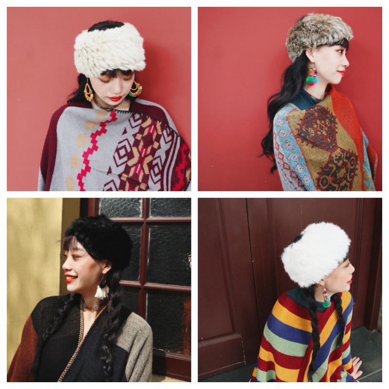 

Berets Winter Grassland Snow Travel Wear Warm Hair Set Thick Plush Super Fairy Hat National Wind Band. Fedora WomenBerets, Black