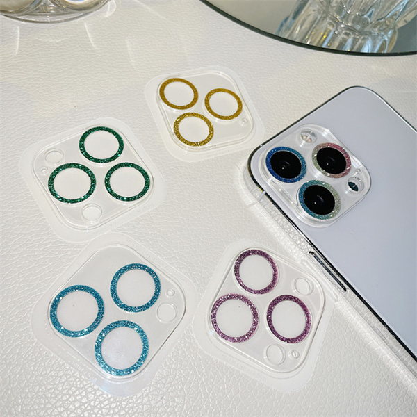 

Bling Diamond Camera Lens Protector For iPhone 13 11 Pro Max 12Mini Cover Metal Ring Len Tempered Glass Film