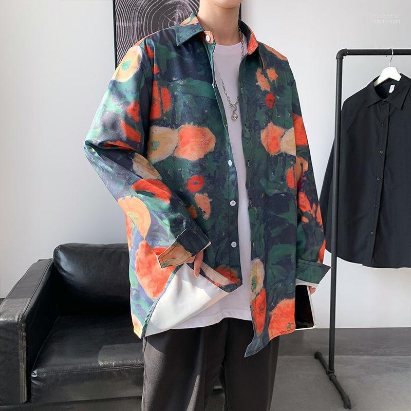 

Men's Floral Printing Camisa Masculina Hawaiian Shirt Streetwear French Cuff Mens Clothes Fashion Long Sleeves Shirts M-5XL Casual Eldd22, Color 4