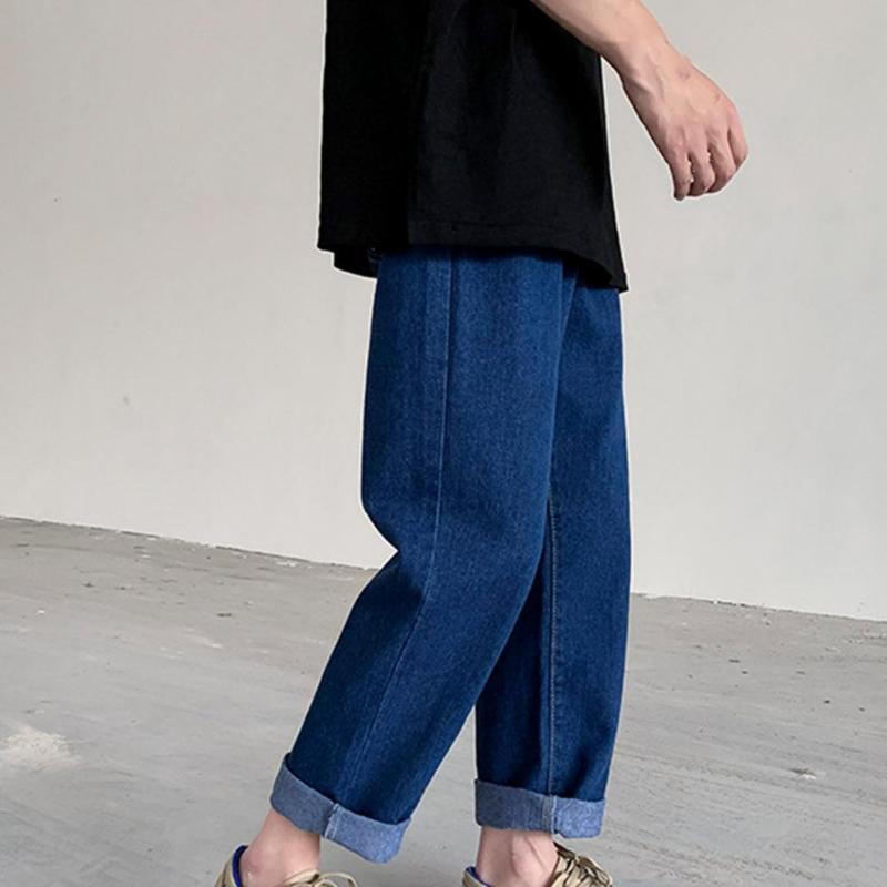 

Men's Jeans Straight Ankle-Length Modern Unique Male Denim PantsMen's, Blue