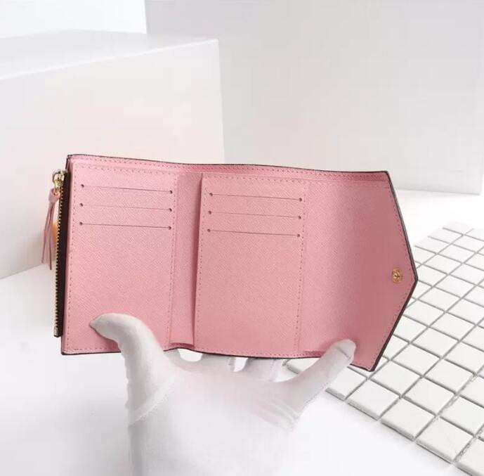 

Leather wallet for women multicolor short Card holder womens purse classic zipper pocket Luxurys Designers purses original box, Brown floral+brown