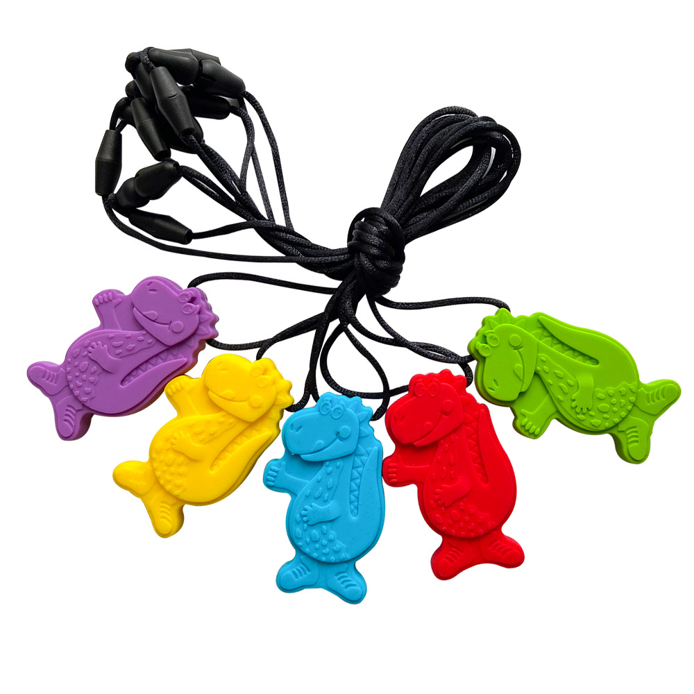 

Teethers Sensory Chew Necklace Dinosaur Chewing Pendant Silicone Teether teething stick Toys Chewlery Necklaces for Infant Kids Z6552