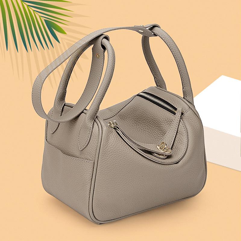 

Evening Bags Genuine Leather High Quality Boston Women's Bag Fashion Handbag Ladies Large Capacity Shoulder Messenger Simple Pillow BagE, White