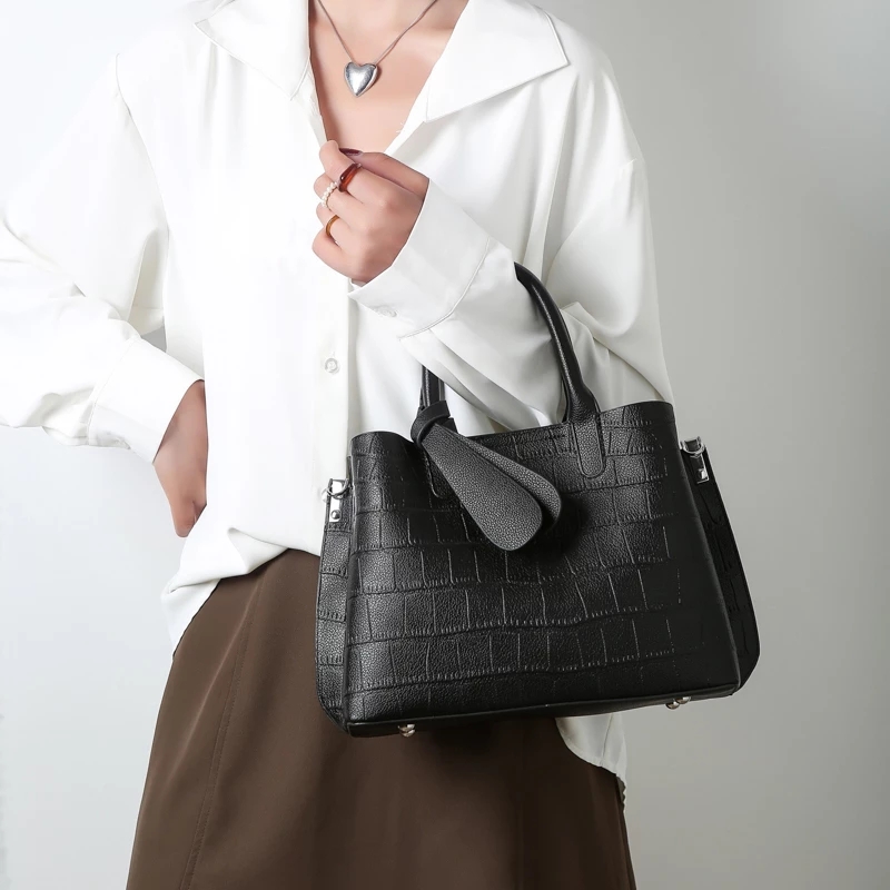 PU Leather Crossbody Bags For Women Spring Crocodile Pattern Solid Color Lady Shoulder Handbags Simple Female Totes