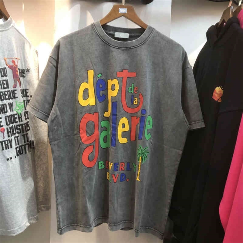 

Outlet Designer Gallerydepts Fashion Brand Ouyang Nana Same Style Wash Make Loose Men and Women Short Sleeve T-shirtin Stock, Dark gray