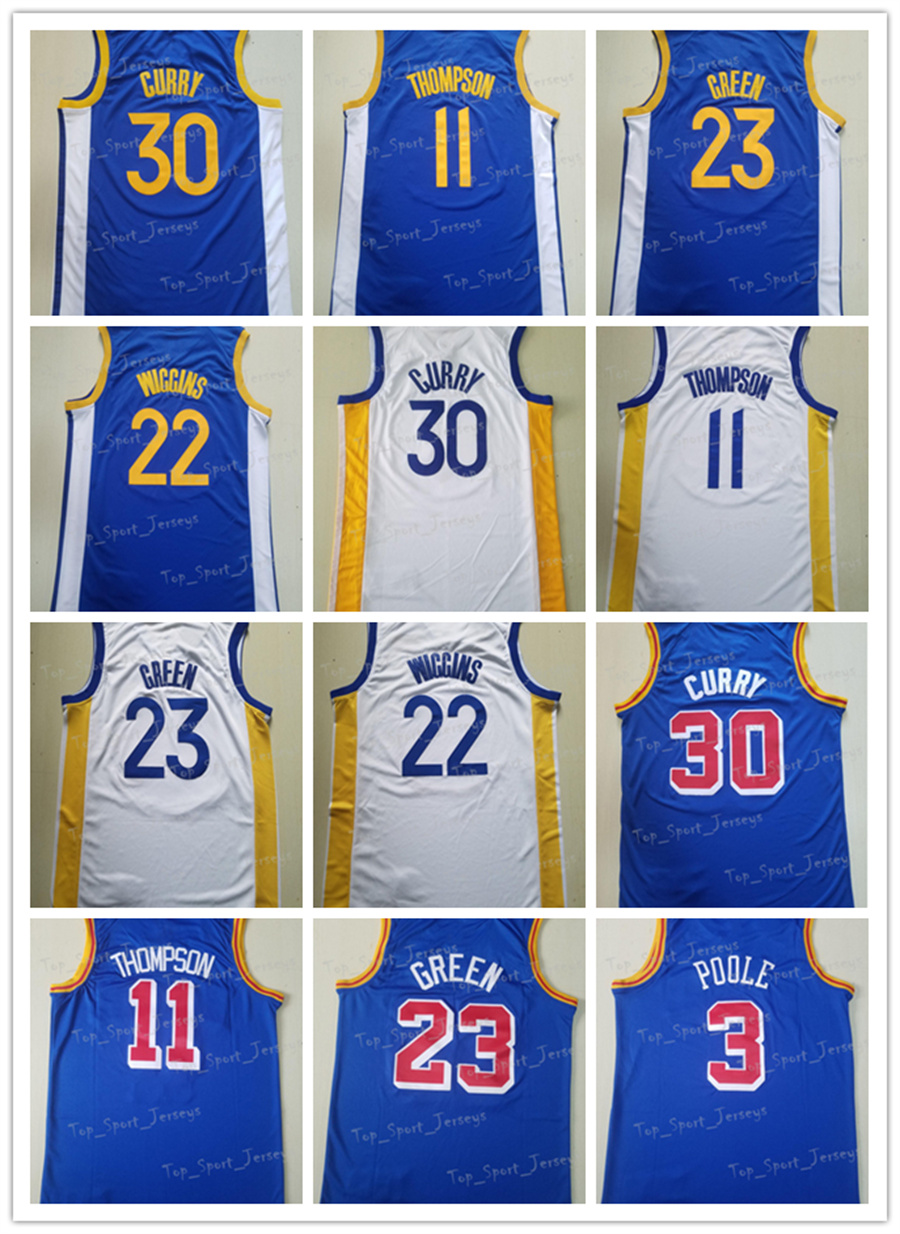 

2022 All Stitched 75th anniversary basketball jerseys Stephen Curry Jersey 30 Klay Thompson 11 Draymond Green 23 Poole 3 James Wiseman 33 Andrew Wiggins