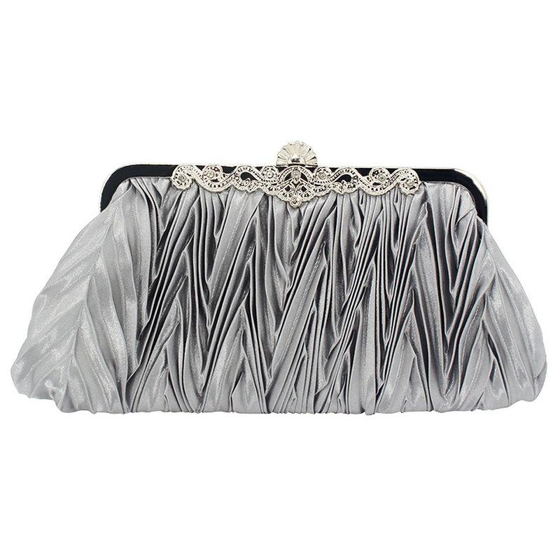 

Evening Bags Women Lady Satin Crystal Bridal Handbag Clutch Party Wedding Purse Bag Fashion Envelope Wallet BagEvening, Black