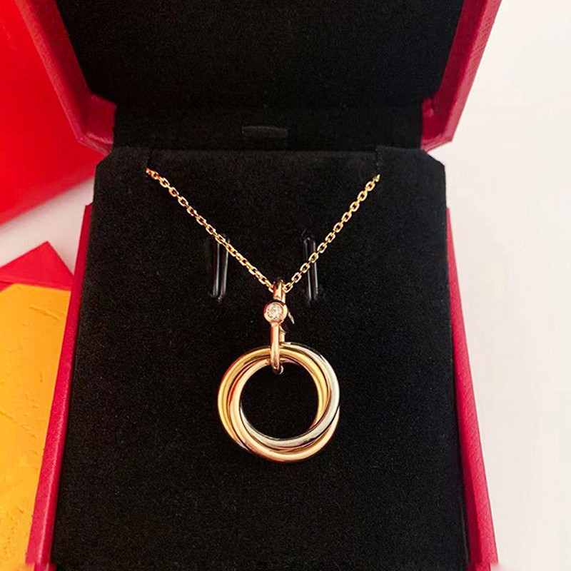 

Fashion Designer Necklace Jewelry For Woman Lady Silver Gold Rose Gold Circles Pendant Necklaces