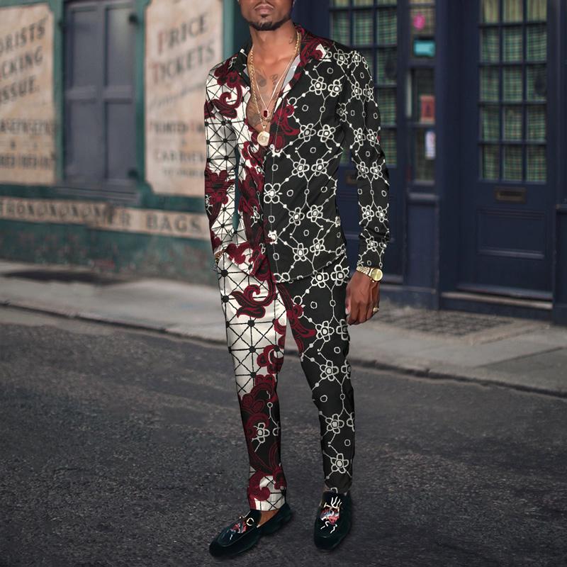 

Men' Tracksuits 2022Personalized Fashion Street Gradient Pattern Shirt 3d Printing Long Sleeve Lapel Set Casual Round Neck Pullover, Ttb4-100