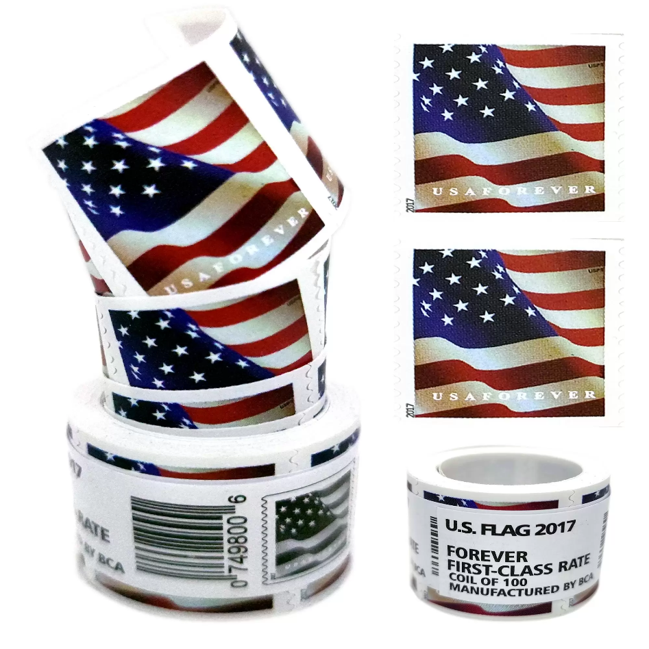 First Class Forever USA Flag New Sealed Roll Coil American Flag 100pcs/roll-image-762479126