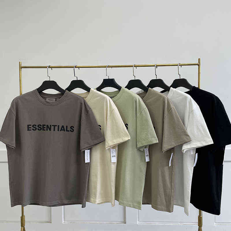 Fashion Essentials Designer Couples t shirts Feel Fog Double Line Chest Letters Short Sleeve T-shirt Men's Trend Loose High Street