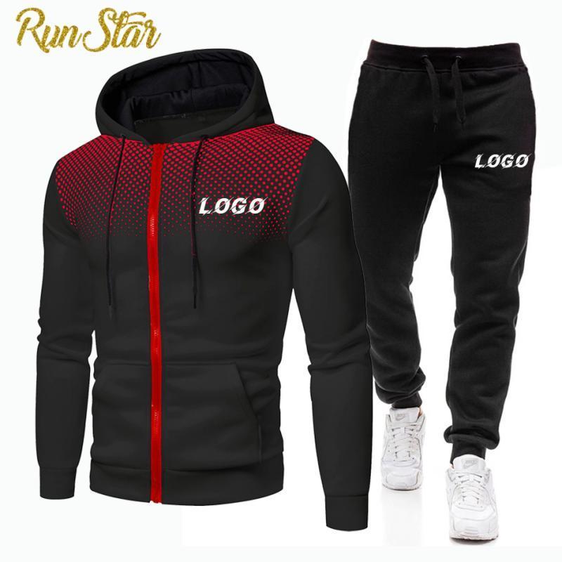 

Custom Men's Casual Tracksuit Spring Autumn Fashion Men Jacket and Sweatpants 2 Pieces Sets Sportswear Clothing for Male 220615, Blue only tops