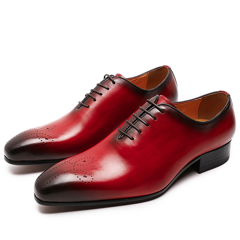 

Leather Oxford Shoes Men Shoes Color Matching Daily Wedding Banquet Hollow Carving European and American Trend Pointed Toe Formal Business Brogues KB202, Clear