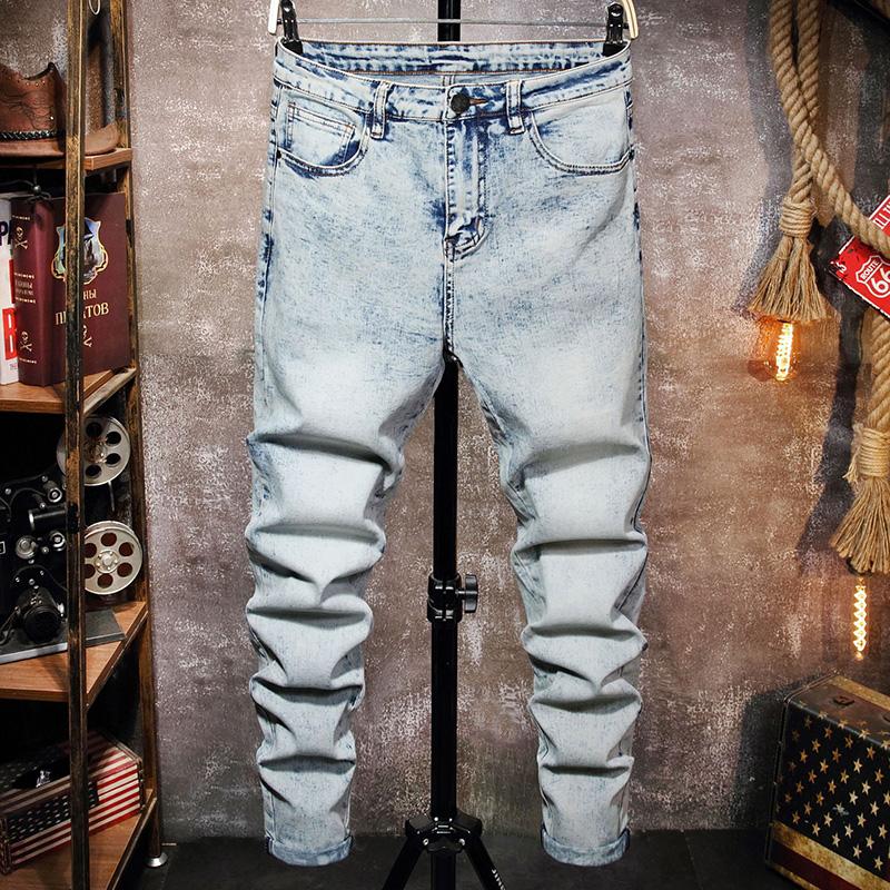 

Men's Jeans Simplicity Style Elasticity Men Blue Fashion Skinny Student Pencil Pants Straight Male Cowboy TrousersMen's, As pic