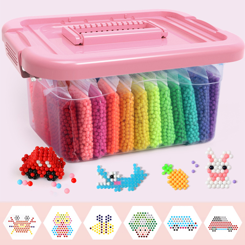 

15000Pcs Plastic Box Hama Beads Perler Water Beads Spray Aqua Magic Educational 3D Beads Puzzles Accessories for Children Toys 220326