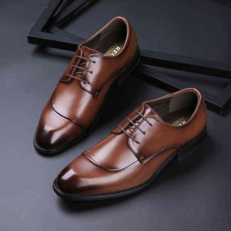 

Dress Shoes New Four Seasons Business Casual Single Shoes Formal Leather Men's Leather Lace Ups Gentlemen's Office Banquet 220812, Black