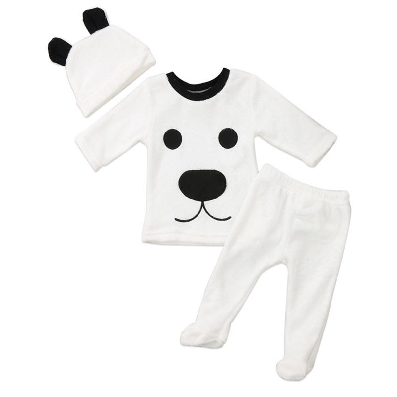 

Clothing Sets Happyy Baby 3 Pcs Long Sleeve Fleece Bear Pullover Tops Wrap Foot Pants Hat Set For 0-24 Months Boys Girls Warm Winter, As pic