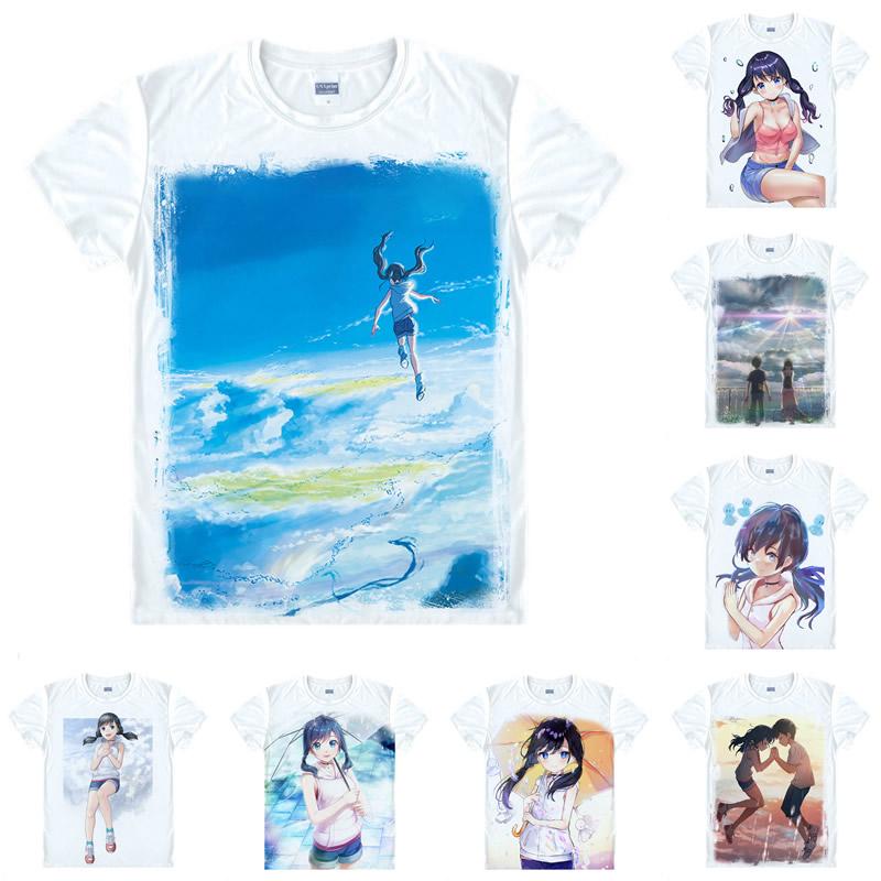 

Men's T-Shirts Tenki No Ko Makoto Shinkai Morishima Hodaka Amano Hina Anime Cosplay Custom Shirt Tank Top Short Sleeves Vintage Printed Fash, Style 2