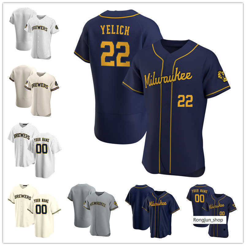 

2022 Custom Jersey Milwaukee''Brewers''Mens women youth 3 Orlando Arcia 57 Eric Yardley 50 Ray Black 22 Christian Yelich Baseball Jerseys, Color