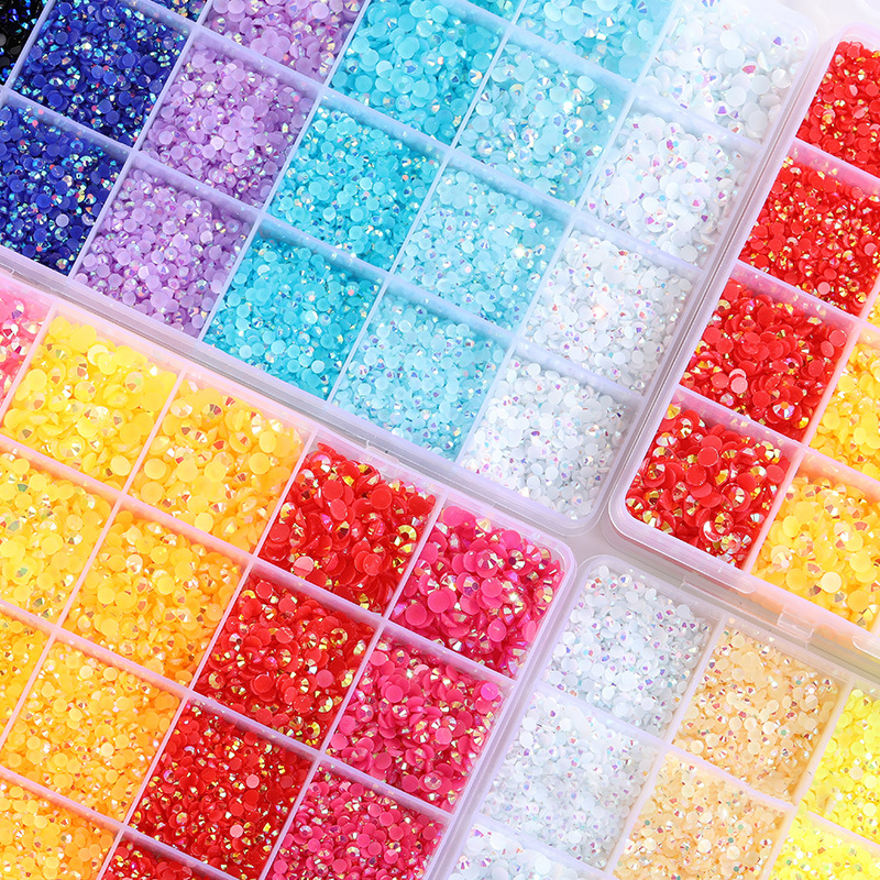 

Bling 24 Grid Jelly AB Resin Non Hot Fix Rhinestones Flatback For Nails